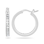 Cubic Zircon Hoop Earrings in Sterling Silver