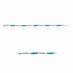 Blue Created Opal Bracelet in Sterling Silver