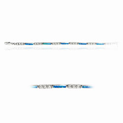 Blue Created Opal Bracelet in Sterling Silver