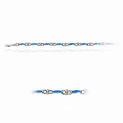 Blue Created Opal Bracelet in Sterling Silver