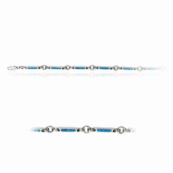 Blue Created Opal Bracelet in Sterling Silver
