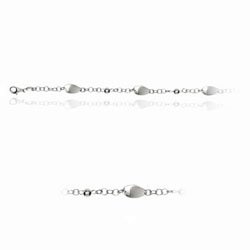 Round Link and Puff-Drop-Bead Fancy Bracelet in Sterling Silver