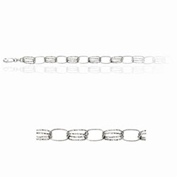 Diamond Cut Alternate Double & Single Oval Link Fancy Bracelet in Sterling Silver