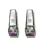 0.04 Cts Diamond & 1.04 Cts Mystic Topaz Earrings in 14K White Gold