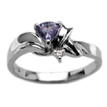 Tanzanite Ring - 0.0125 Cts Diamond & Tanzanite Ring in 14K White Gold