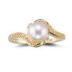 0.02 Cts Diamond & 7 mm Pearl Ring in 14K Yellow Gold