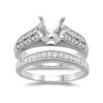 0.55 Cts Diamond Filigree Engagement Ring & Wedding Band in Platinum