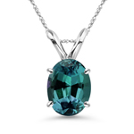 4.02-4.52 Cts of 11x9 mm AAA Oval Russian Lab Created Alexandrite Solitaire Pendant in 14K White Gold