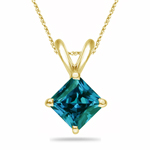 1.86-2.36 Cts of 7 mm AAA Princess Russian Lab Created Alexandrite Solitaire Pendant in 14K Yellow Gold