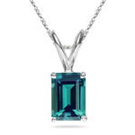 5.09-6.30 Cts of 11x9 mm AAA Emerald Russian Lab Created Alexandrite Solitaire Pendant in 14K White Gold