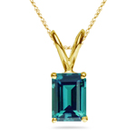 13.91-18.97 Cts of 16x12 mm AAA Emerald Russian Lab Created Alexandrite Solitaire Pendant in 14K Yellow Gold