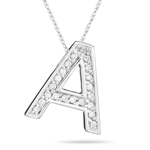0.26 Cts Diamond A Initial Pendant in 14K White Gold