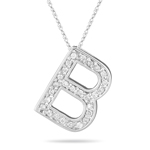 0.26 Cts Diamond B Initial Pendant in 14K White Gold