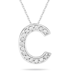 0.30 Cts Diamond C Initial Pendant in 14K White Gold