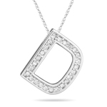 1/4 Cts Diamond D Initial Pendant in 14K White Gold