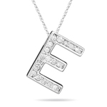 0.30 Cts Diamond E Initial Pendant in 14K White Gold