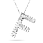 0.24-0.29 Cts  SI2 - I1 clarity and I-J color Diamond F Initial Pendant in 14K White Gold
