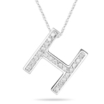 0.25-0.33 Cts  SI2 - I1 clarity and I-J color Diamond H Initial Pendant in 14K White Gold