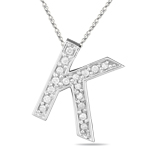 1/4 Cts Diamond K Initial Pendant in 14K White Gold