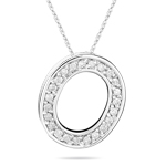 0.20-0.25 Cts  SI2 - I1 clarity and I-J color Diamond O Initial Pendant in 14K White Gold