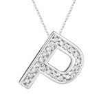 0.26 Cts Diamond P Initial Pendant in 14K White Gold