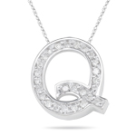 0.20-0.25 Cts  SI2 - I1 clarity and I-J color Diamond Q Initial Pendant in 14K White Gold