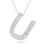 0.20-0.25 Cts  SI2 - I1 clarity and I-J color Diamond U Initial Pendant in 14K White Gold