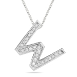 1/4 Cts Diamond W Initial Pendant in 14K White Gold