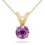 2.95 Ct 9 mm AA Texas Star Amethyst Solitaire Pendant in 14KY Gold