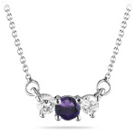 4 mm Amethyst & 1/4 Cts Diamond Pendant in 18K White Gold