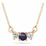 4 mm Amethyst & 1/4 Cts Diamond Pendant in 18K Yellow Gold