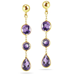 1.90 Cts Amethyst Drop Earrings in 14K Yellow Gold