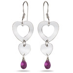 1.00-1.50 Cts Amethyst Duet Heart Drop Earrings in Sterling Silver