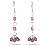 5.40 Cts Amethyst Briolette Earrings in Sterling Silver