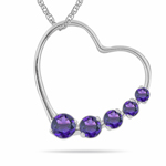 0.40 Cts AA Round Amethyst Journey Heart Pendant in 14K White Gold