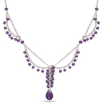 14.30 Cts Amethyst Necklace in Sterling Silver