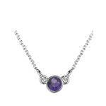 0.40 Ct Round Amethyst Necklace in 18K White Gold