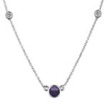 0.10 Ct Diamond & 0.40 Ct Amethyst Necklace in 18K White Gold
