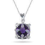 0.02 Ct Diamond & 2.37 Cts Amethyst Pendant in 14K White Gold