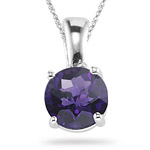 0.78 Cts of 6 mm AAA Round Amethyst Solitaire Pendant in 14K White Gold