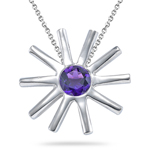 0.20 Cts of 4 mm AA Round Amethyst Solitaire Pendant in Silver