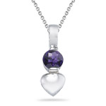0.26 Cts of 4 mm AA Round Amethyst Solitaire Pendant in Silver