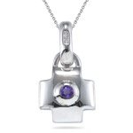 0.14 Cts Amethyst Solitaire Pendant in Silver