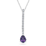 0.10 Ct Diamond & 0.65 Cts Amethyst Drop Pendant in 18K White Gold