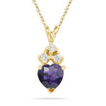 0.09 Cts Diamond & 2.20 Cts of 9 mm AAA Heart Amethyst Pendant in 18K Yellow Gold
