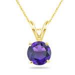 1.07-1.45 Cts of 7 mm AAA Round Amethyst Solitaire Pendant in 14K Yellow Gold