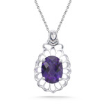 1.40-1.70 Cts Amethyst Solitaire Pendant in Silver