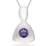 0.39 Cts of 5 mm AA Round Amethyst Solitaire Pendant in Silver