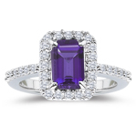0.42 Cts Diamond & 1.65 Cts of 9x7 mm AAA Emerald Amethyst Ring in Platinum