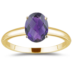 2.95 Cts of 11x9 mm AAA Oval Amethyst Solitaire Ring in 18K Yellow Gold
